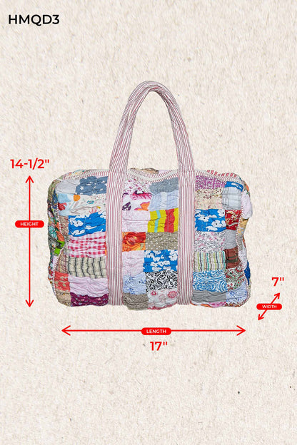 Quilted Multi-Print Mixed Floral Patchwork Duffle Bag