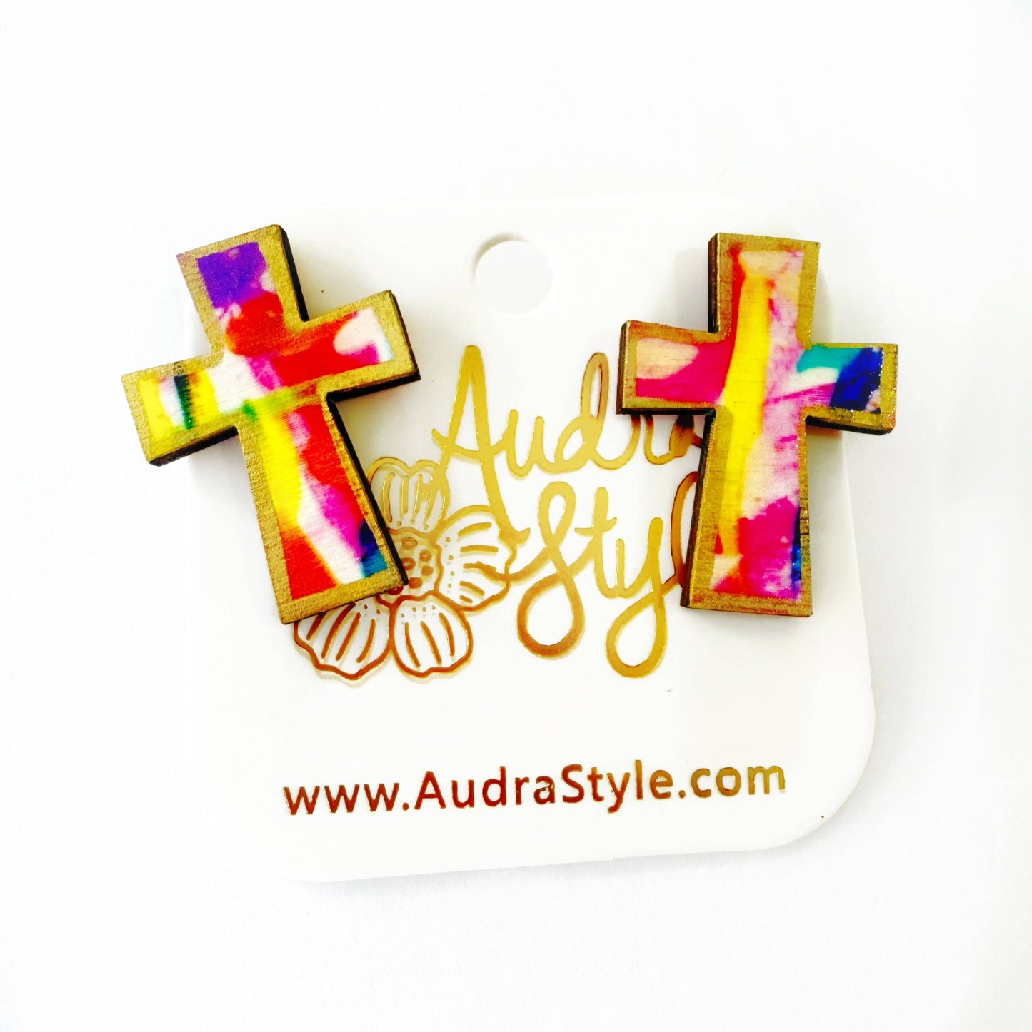 Abstract Cross Stud - Colorful Earring