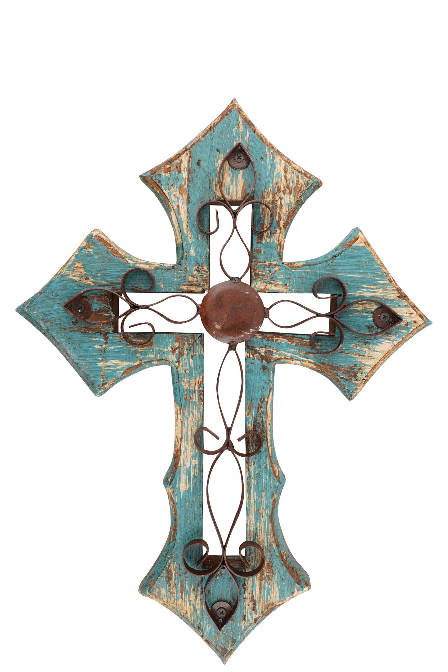 Laredo Wall Cross-Mexican Folk Art-Wood-Handmade-14x19-Wall
