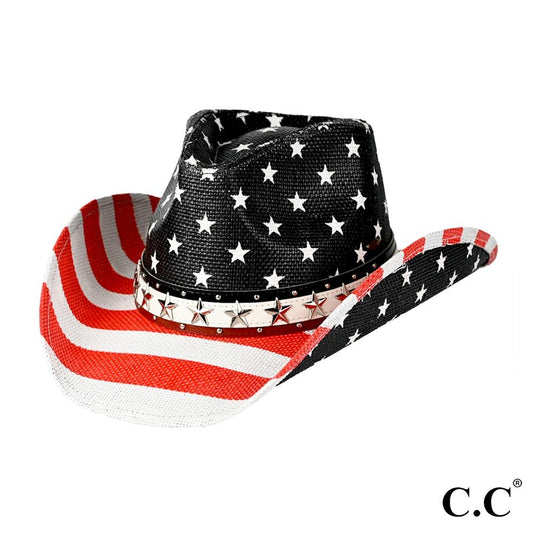 American Cowboy Hat With Star Studs Trim Band