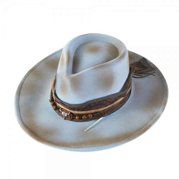 Cowgirl & Fedora Hat With Distressed Fabric - Havens Marketplace
