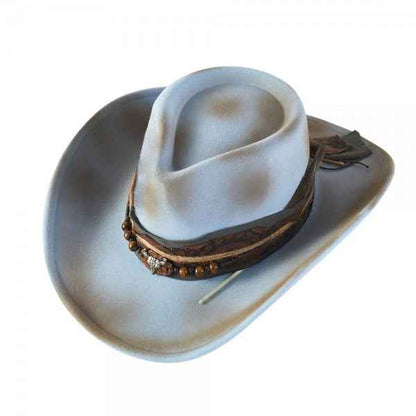 Cowgirl & Fedora Hat With Distressed Fabric - Havens Marketplace