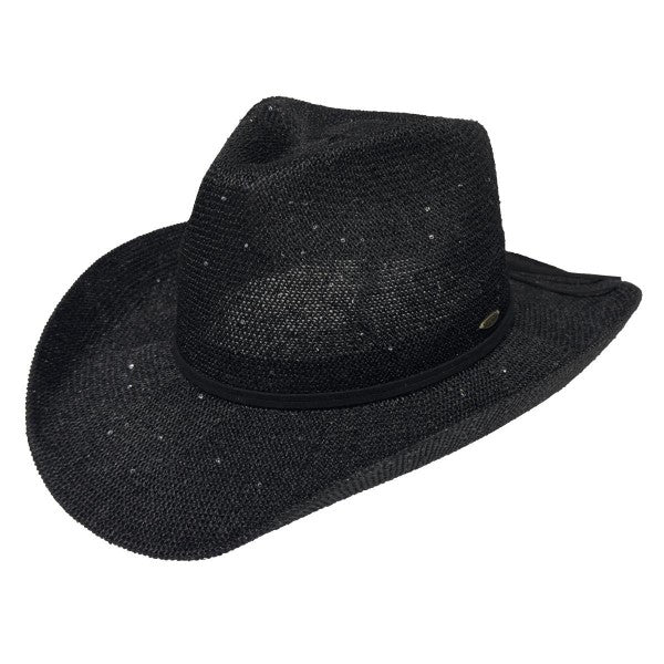 Sequin Cowboy Hat with Suede String Trim Band