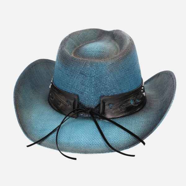7203262 Vintage Straw Cowboy Hat With Studded Details