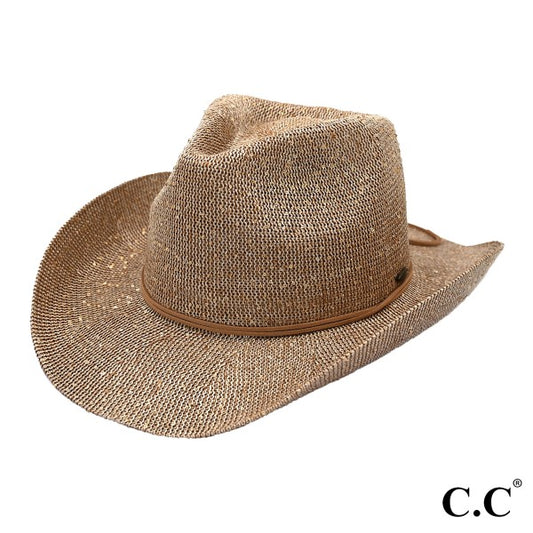 Sequin Cowboy Hat With Suede String Trim Band