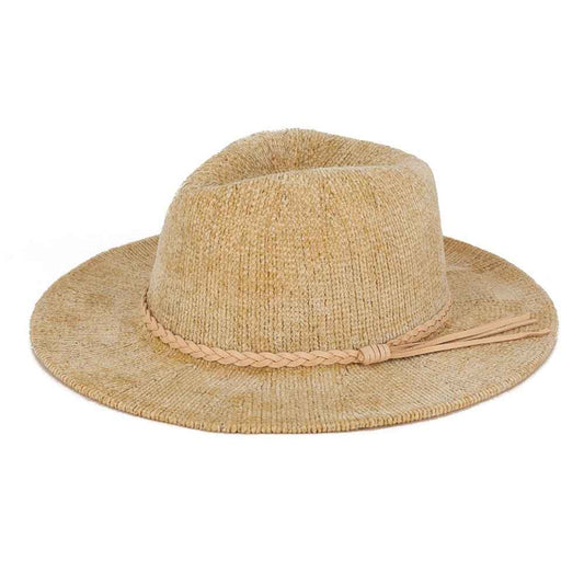 Corduroy Fedora Hat W/Matching Braided Leather Band - Havens Marketplace