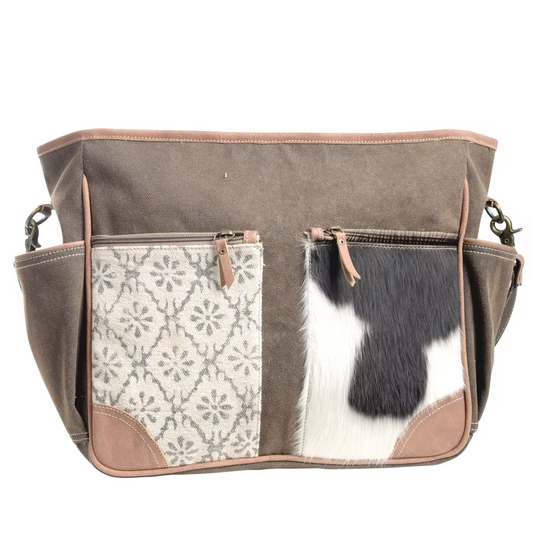 CR - Canvas & Recycled Rug With Cowhide Crossbody SKU: 55572