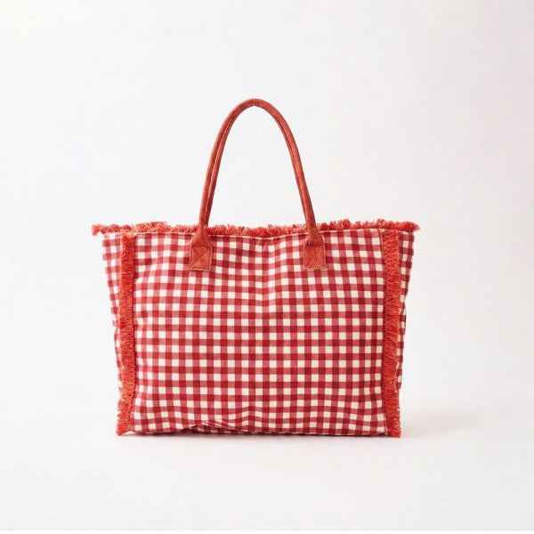 786362 Gingham Terry Cloth Tote Bag