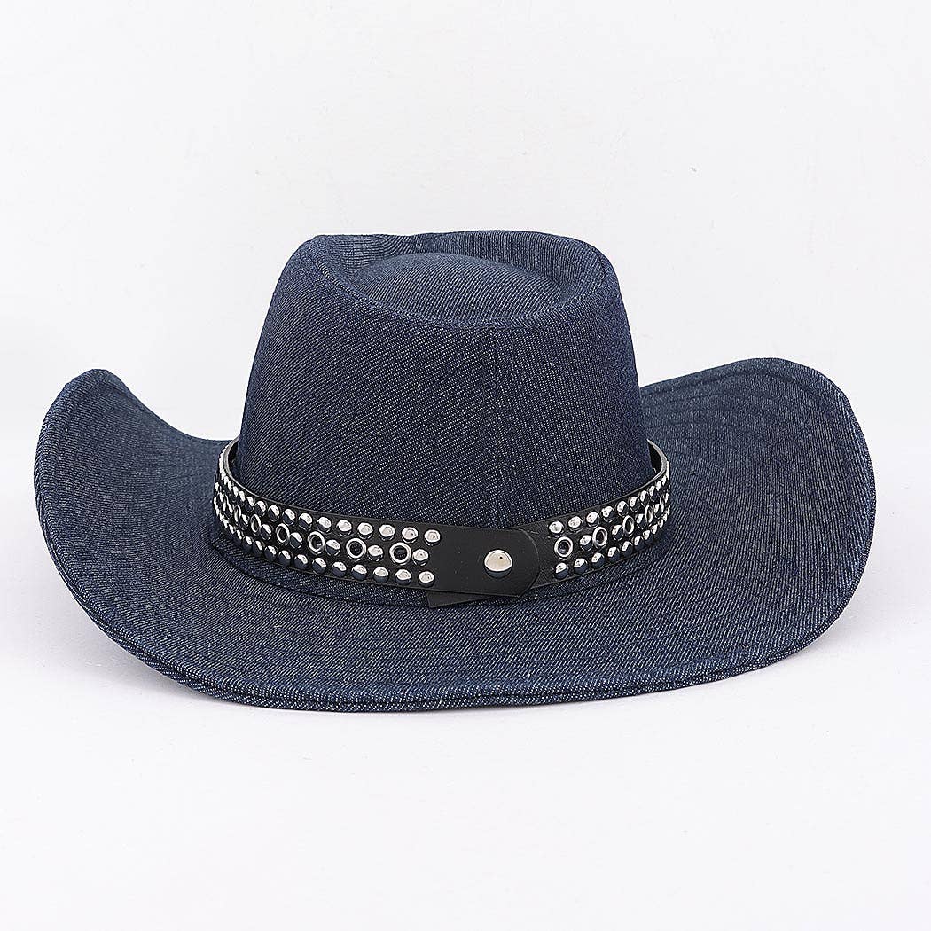 Studded Denim Cowboy Hat