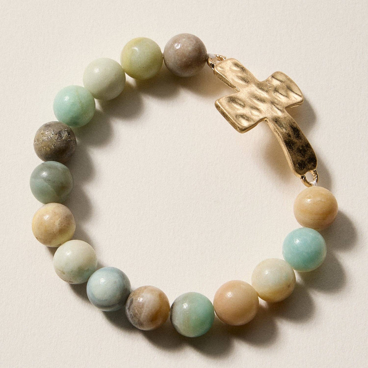 Natural Stone Cross Bracelet | Christian Faith Jewelry