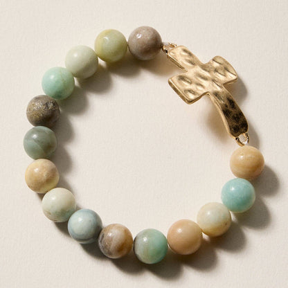 Natural Stone Cross Bracelet | Christian Faith Jewelry