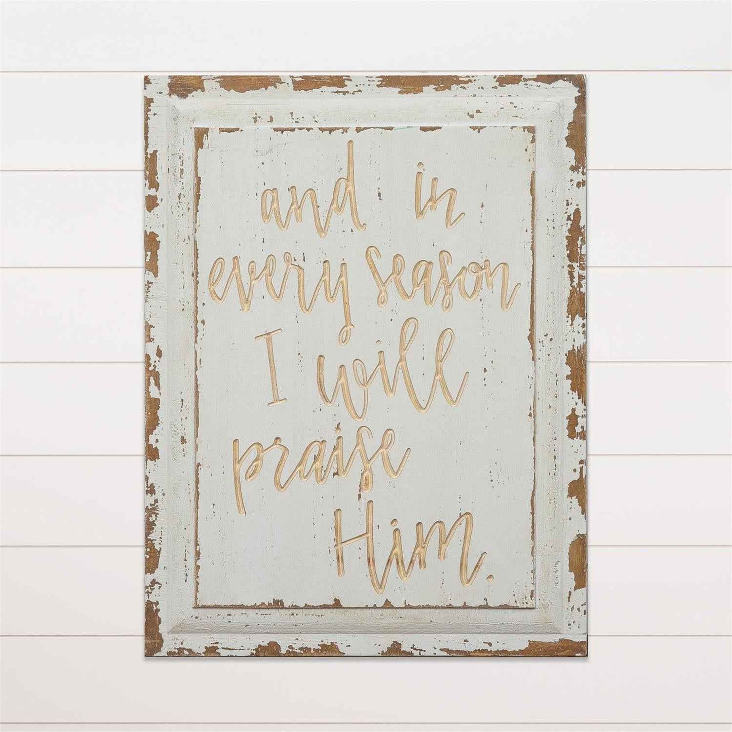 AG Carved Sign Praise Him - Havens Marketplace