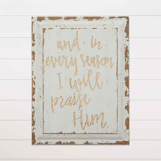 AG Carved Sign Praise Him - Havens Marketplace