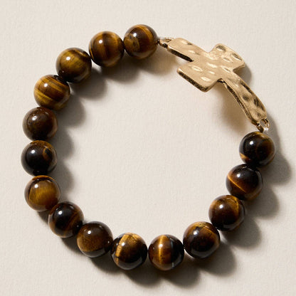 Natural Stone Cross Bracelet | Christian Faith Jewelry