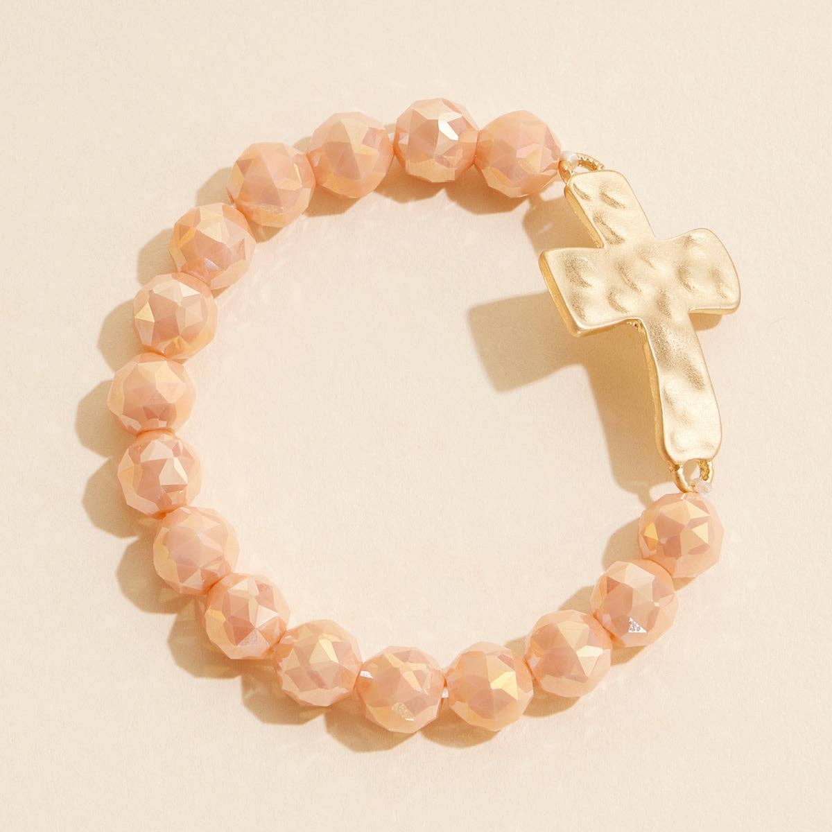 Glass Bead Bracelet | Cross Charm