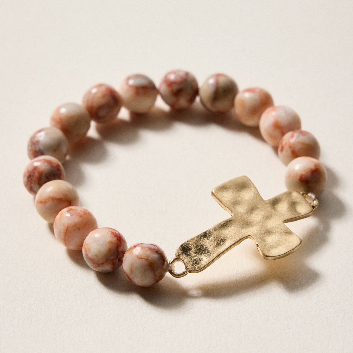 Natural Stone Cross Bracelet | Christian Faith Jewelry