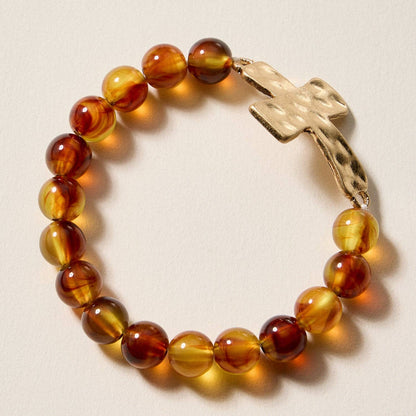 Natural Stone Cross Bracelet | Christian Faith Jewelry
