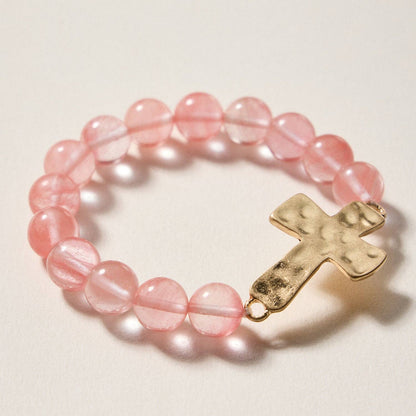 Natural Stone Cross Bracelet | Christian Faith Jewelry