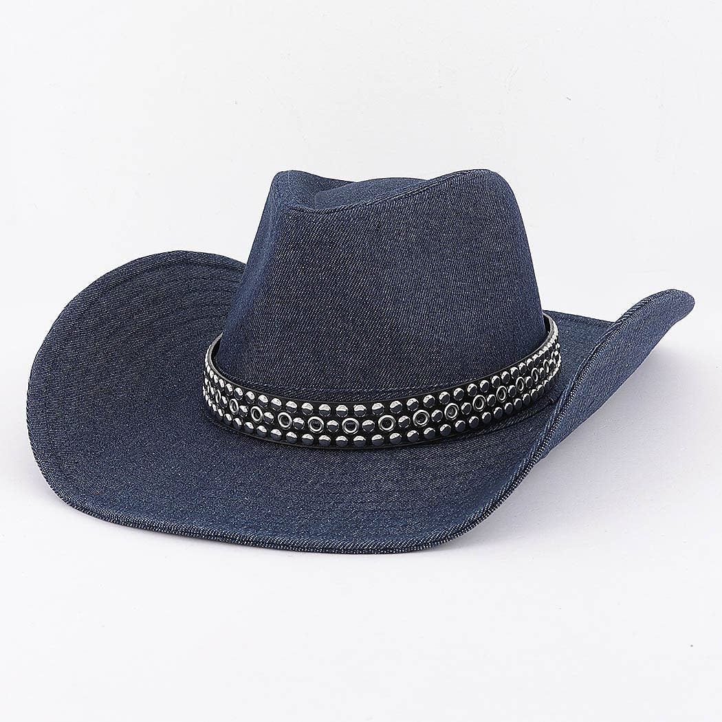 Studded Denim Cowboy Hat