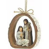 Nativity Birch Bark Holy Family Ornament