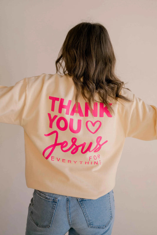 Thank you Jesus Crew Sweatshirt - Yellow