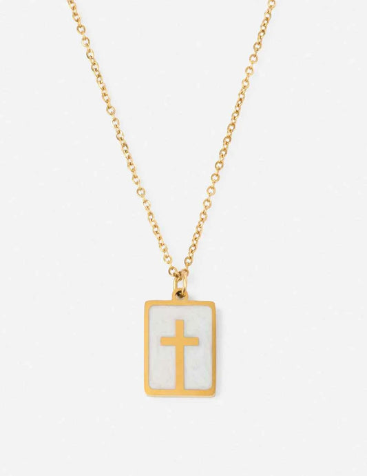 EF - Enamel Cross Necklace - Havens Marketplace