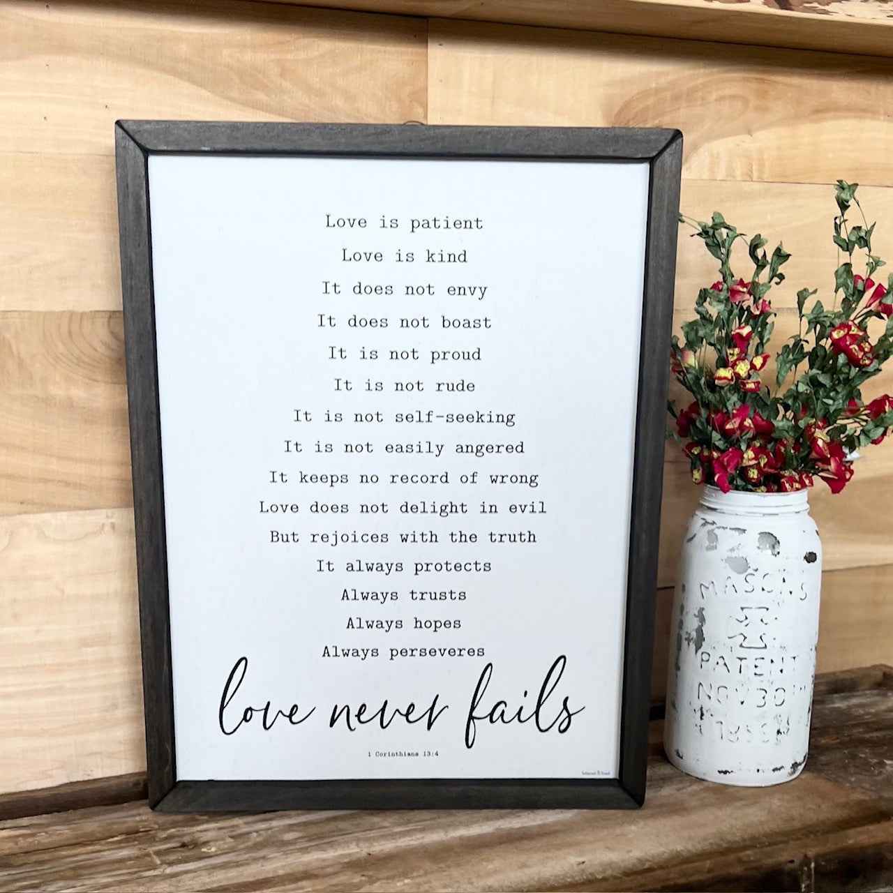 JM Love Never Fails Box Frame LET227 - Havens Marketplace
