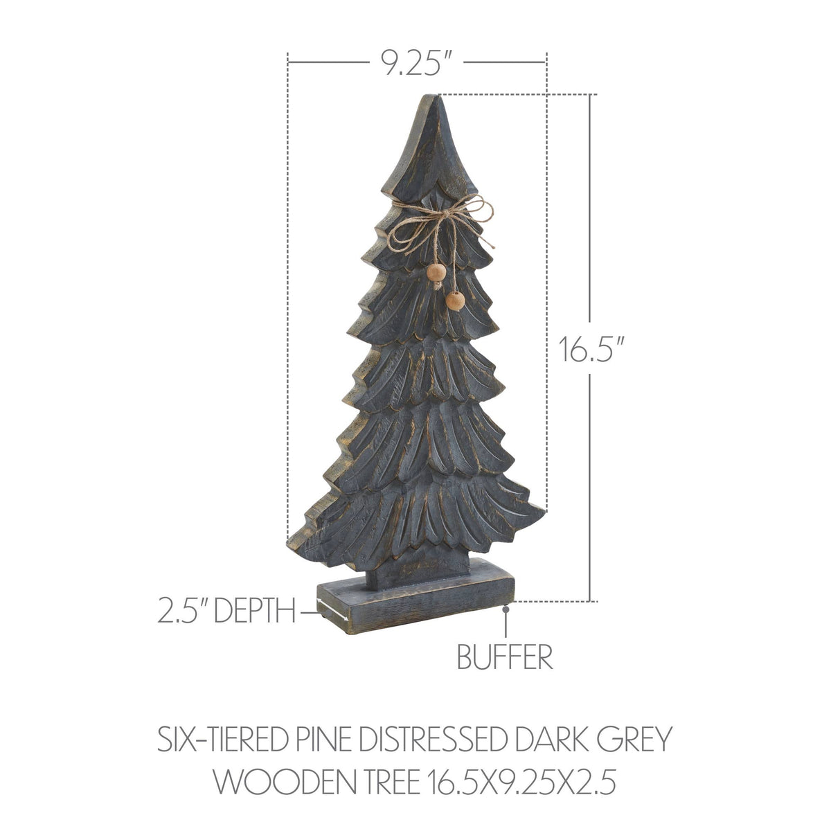 Gray Six-Tiered Wooden Christmas Tree 16.5in