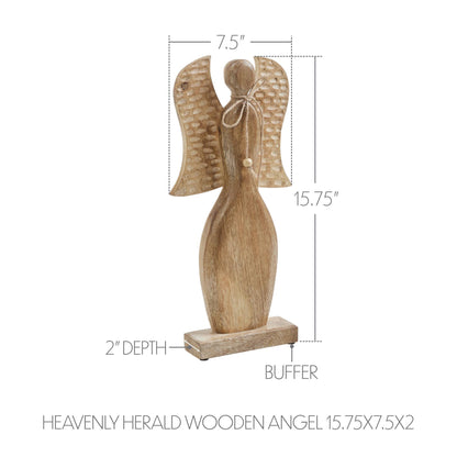 Natural Wooden Angel 15.75x7.5x2