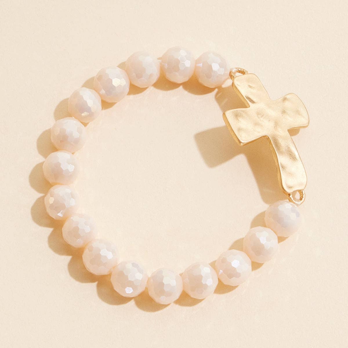 Glass Bead Bracelet | Cross Charm