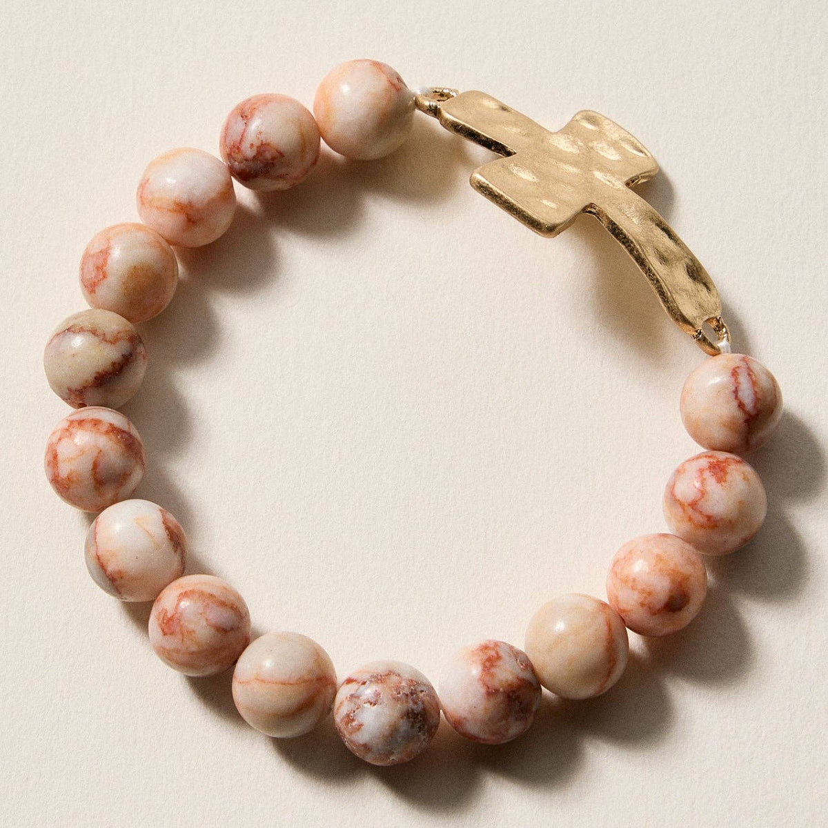 Natural Stone Cross Bracelet | Christian Faith Jewelry