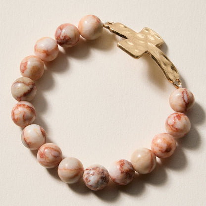 Natural Stone Cross Bracelet | Christian Faith Jewelry