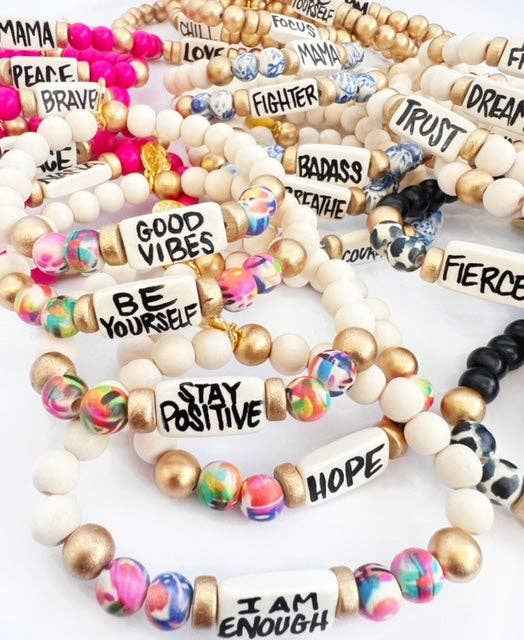 Affirmation Word Beaded Bracelets Inspirational