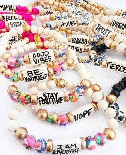 Affirmation Word Beaded Bracelets Inspirational