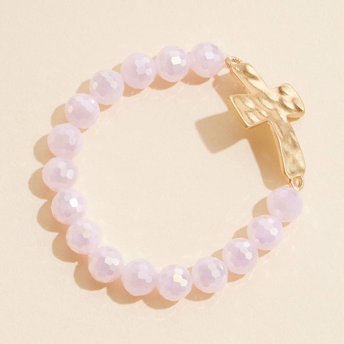 Glass Bead Bracelet | Cross Charm
