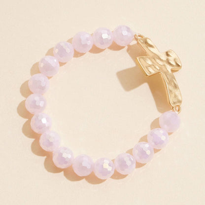 Glass Bead Bracelet | Cross Charm