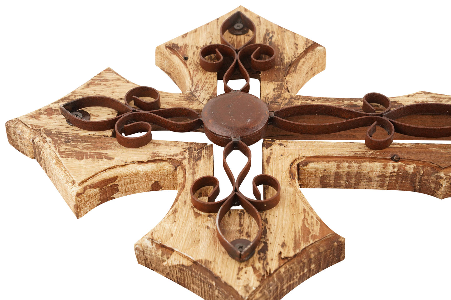 Laredo Wall Cross-Mexican Folk Art-Wood-Handmade-14x19-Wall