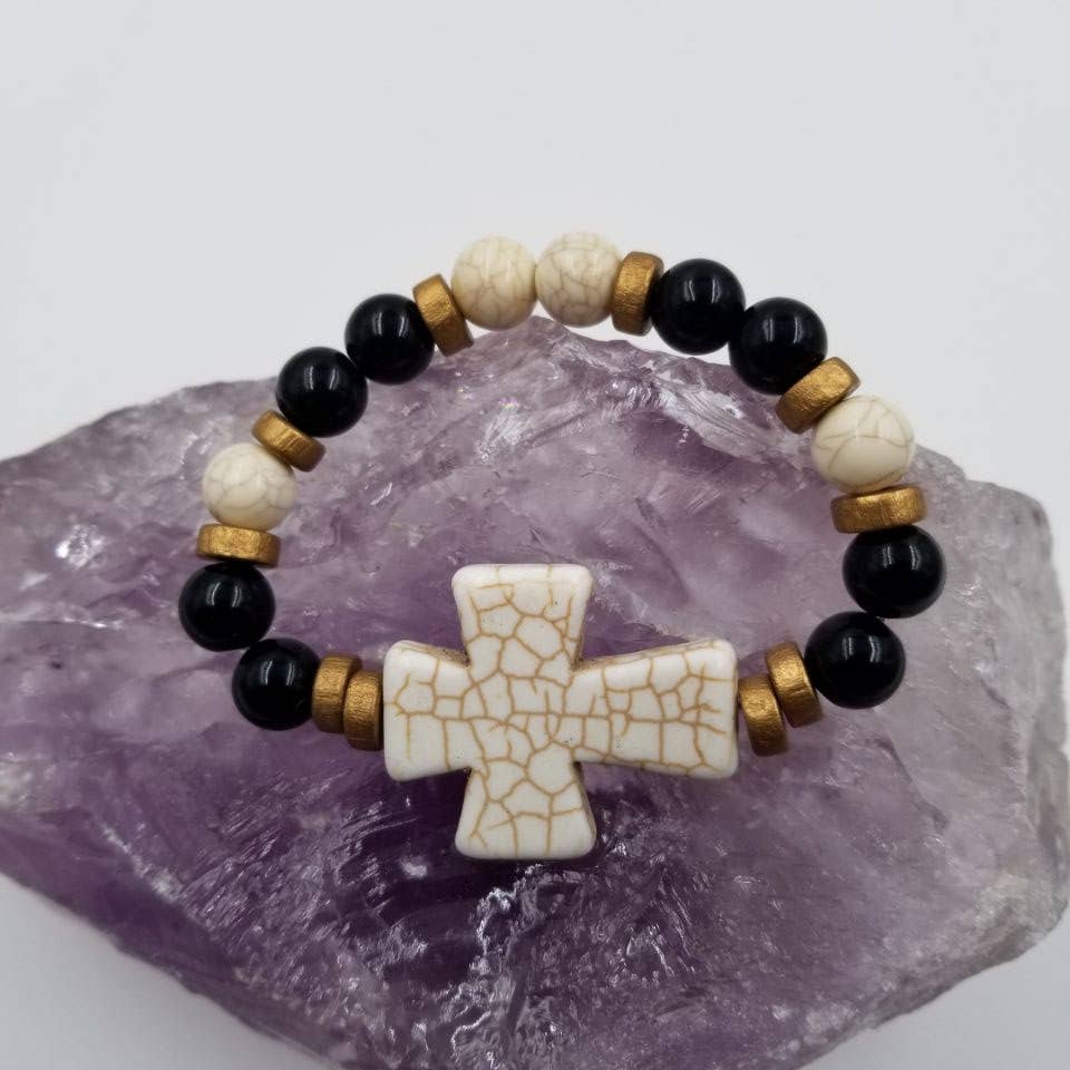 Turquoise Chunky Cross Stretch Bracelet