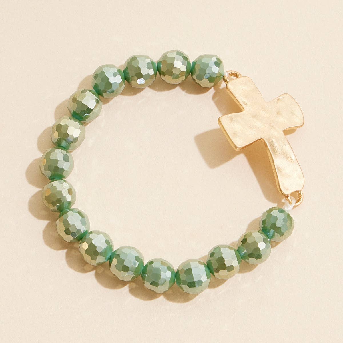 Glass Bead Bracelet | Cross Charm