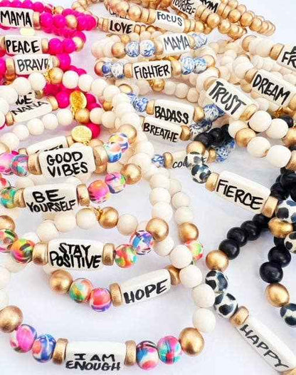 Affirmation Word Beaded Bracelets Inspirational