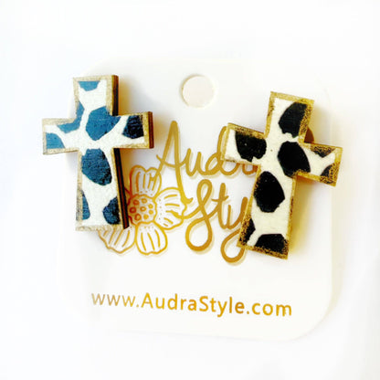 Black and White Cross Stud - Colorful Earring