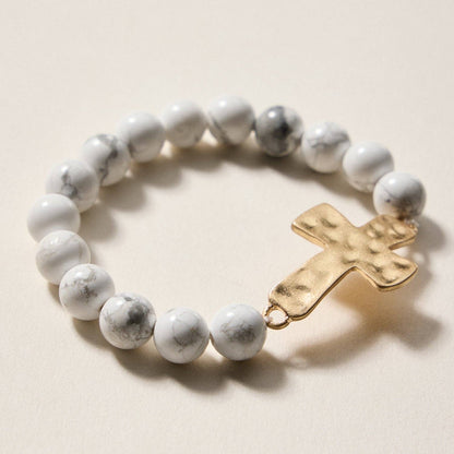 Natural Stone Cross Bracelet | Christian Faith Jewelry