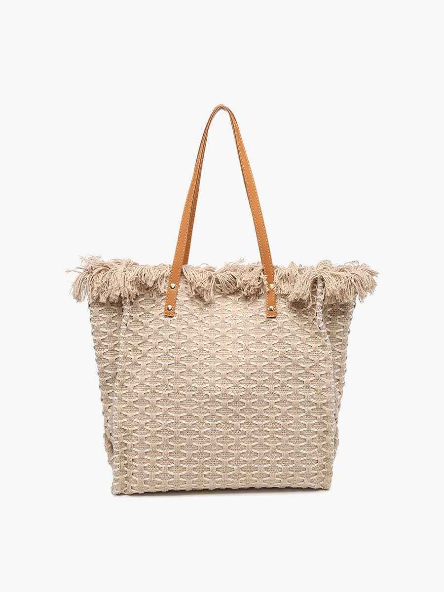 Madison Handwoven Fringe Tote – Woven Cotton Bag | M2091