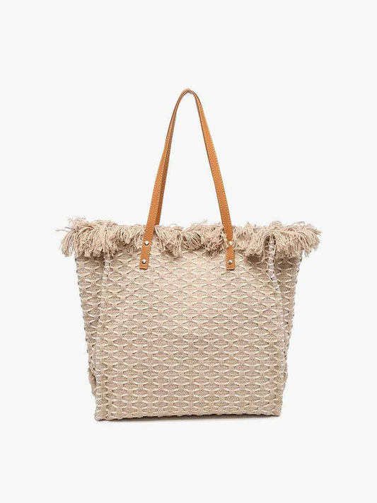 Madison Handwoven Fringe Tote – Woven Cotton Bag | M2091