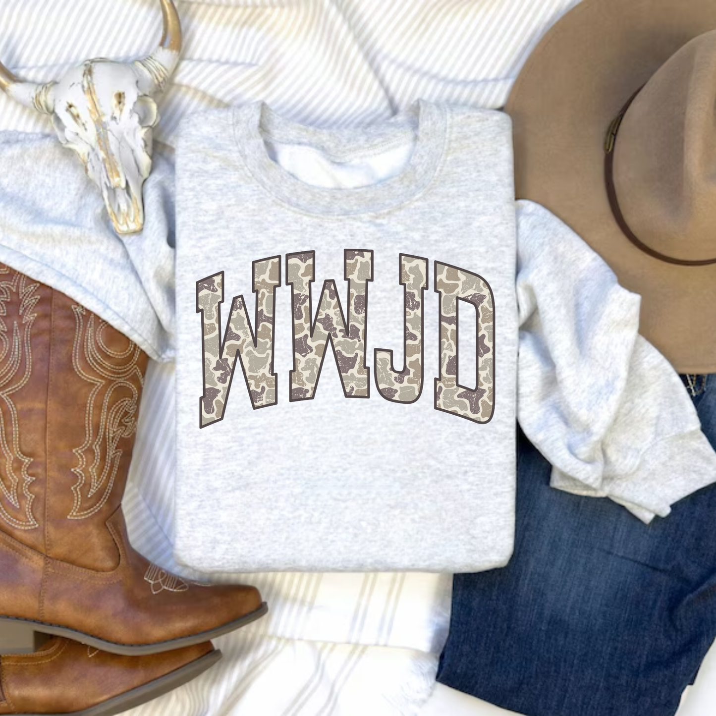 WWJD Camo Sweatshirt | What Would Jesus Do Crewneck