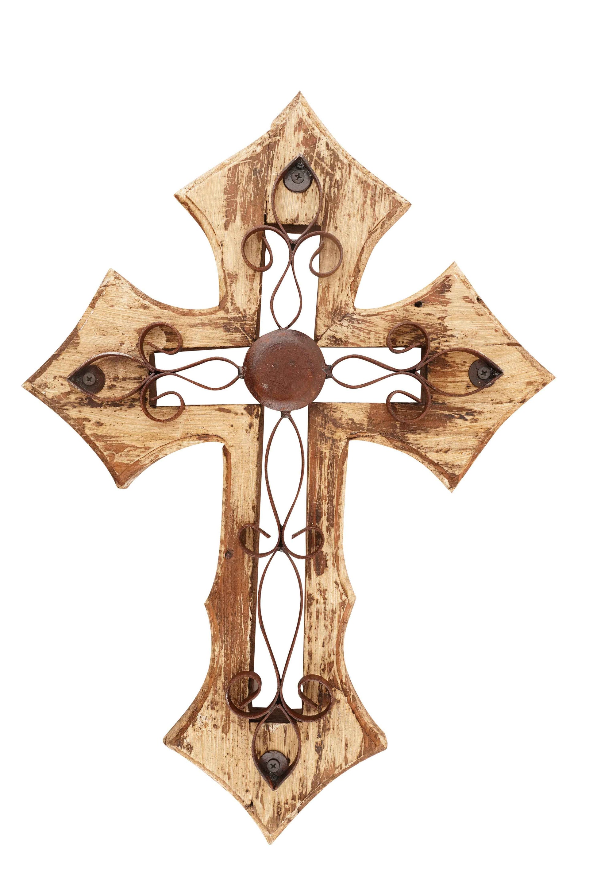 Laredo Wall Cross-Mexican Folk Art-Wood-Handmade-14x19-Wall