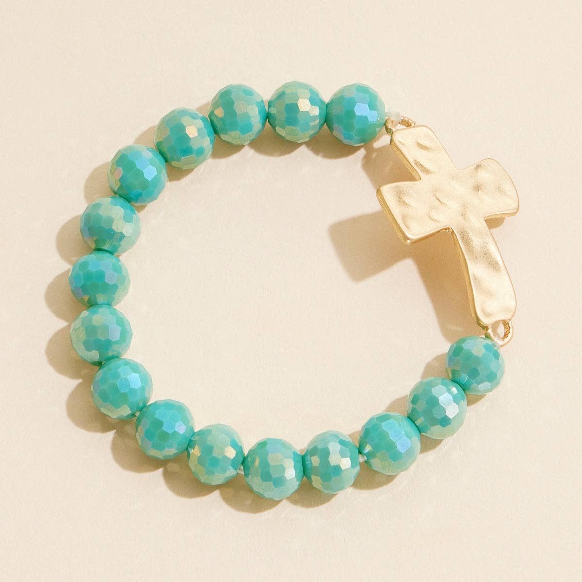 Glass Bead Bracelet | Cross Charm