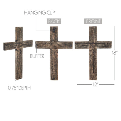 Rustic Solid Wood Faith Cross Wall Decor Distressed 18"