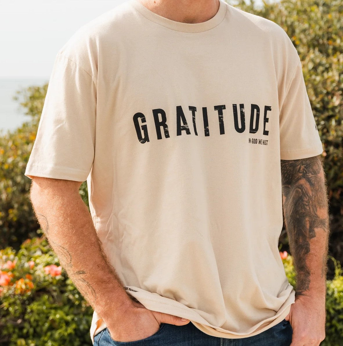 In God We Must Gratitude T Beige