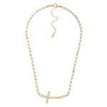 Beaded Necklace Featuring Metal Tone Bubble East West Cross - Havens Marketplace